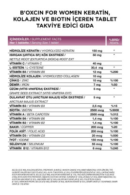 Bioxcin Womens Hair 30 Tablet - Keratin Kolajen Biotin Çinko Demir Selenyum Dul Avrat L Sistein. - 2