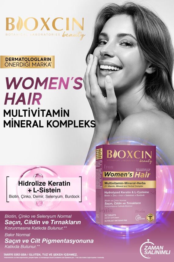 Bioxcin Womens Hair 30 Tablet - Keratin Kolajen Biotin Çinko Demir Selenyum Dul Avrat L Sistein. - 3